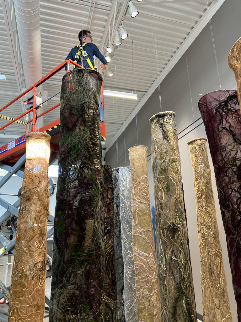 Doing the lighting for the Display Area Gallery, World of Threads Festival 2023-24.