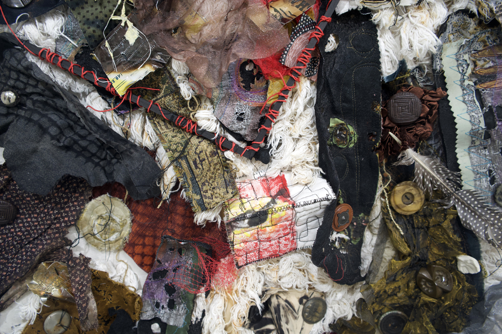 Wartorn, detail, Mary Ann Rich,  Amorphous, World of Threads Festival 2023-24.