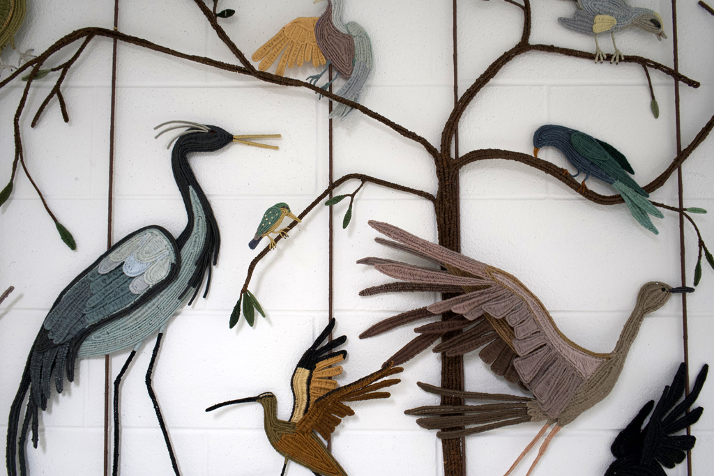 Birds of Prophecy, detail, Carol Eckert, Wings, World of Threads Festival, 2023-24.