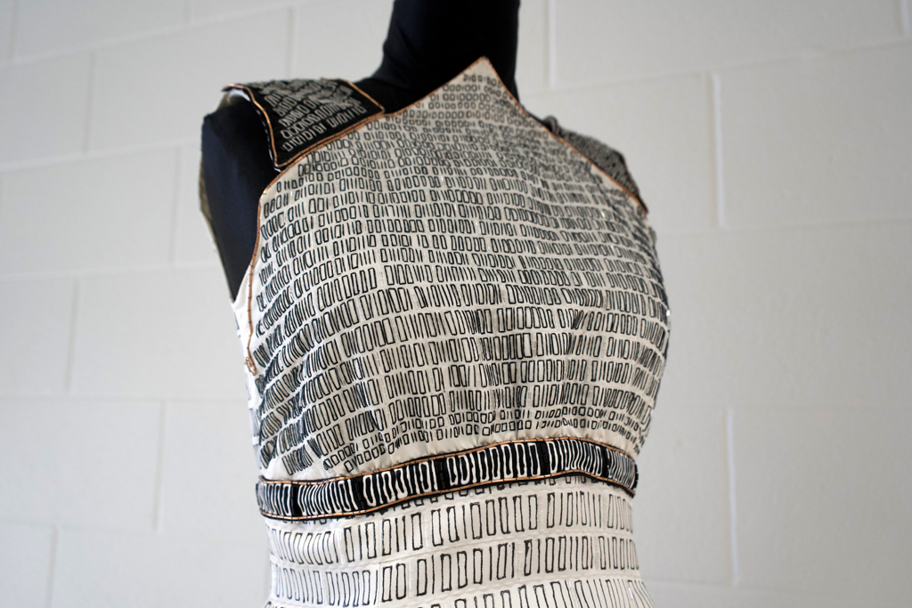 Clouds, detail, Tracy Gorman, Cat Walk III, World of Threads Festival 2023-24.