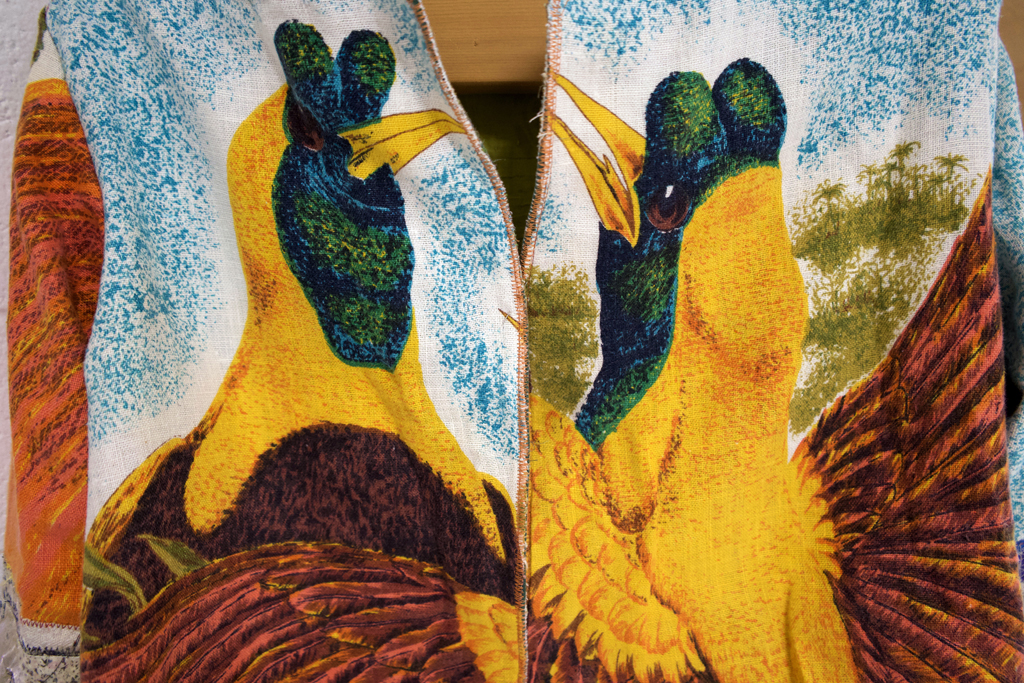 Bird Jacket 2, detail, Anne Kelly, Cat Walk III, World of Threads Festival 2023-24.