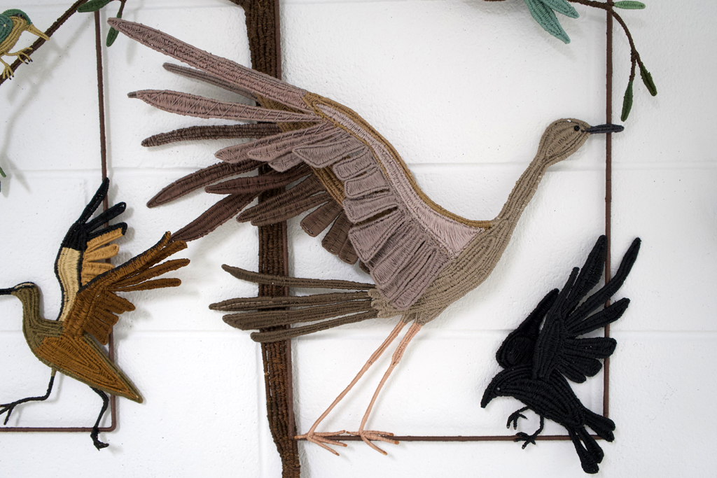 Birds of Prophecy, detail, Carol Eckert, Wings, World of Threads Festival, 2023-24.