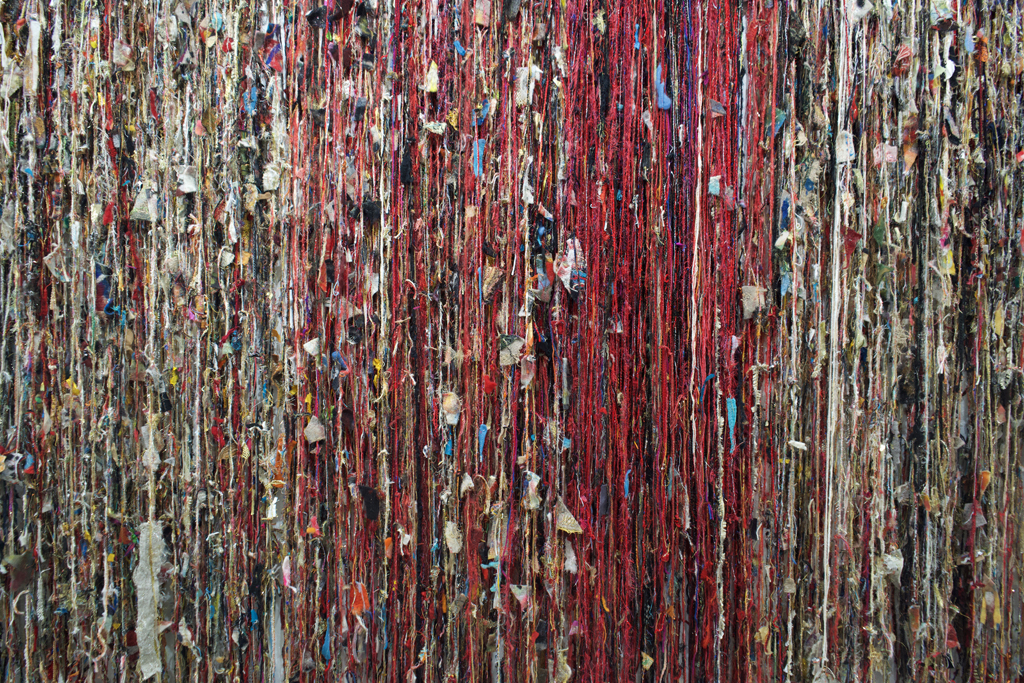 Melanie Siegel, Burning Earth, detail, Amorphous exhibition, World of Threads Festival 2023-24.