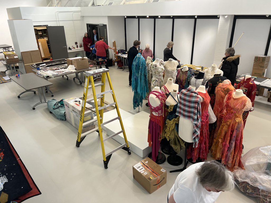 Items ready for installing for Cat Walk III, World of Threads Festival 2023-24.