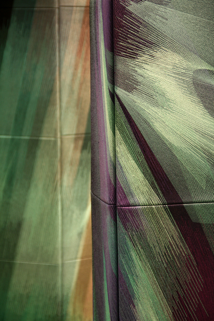 Aurora Towers, detail, Gwen Lowery, Cosmic Geometry exhibition, World of Threads Festival 