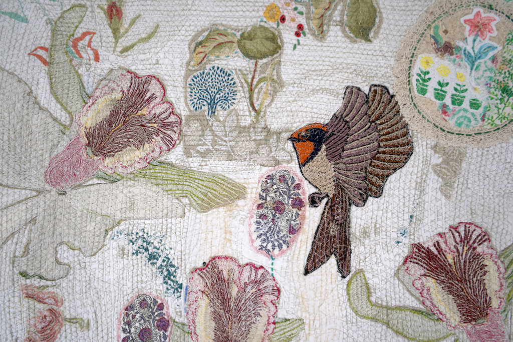 Maharani Gardens, detail, Anne Kelly, Wings, World of Threads Festival, 2023-24.
