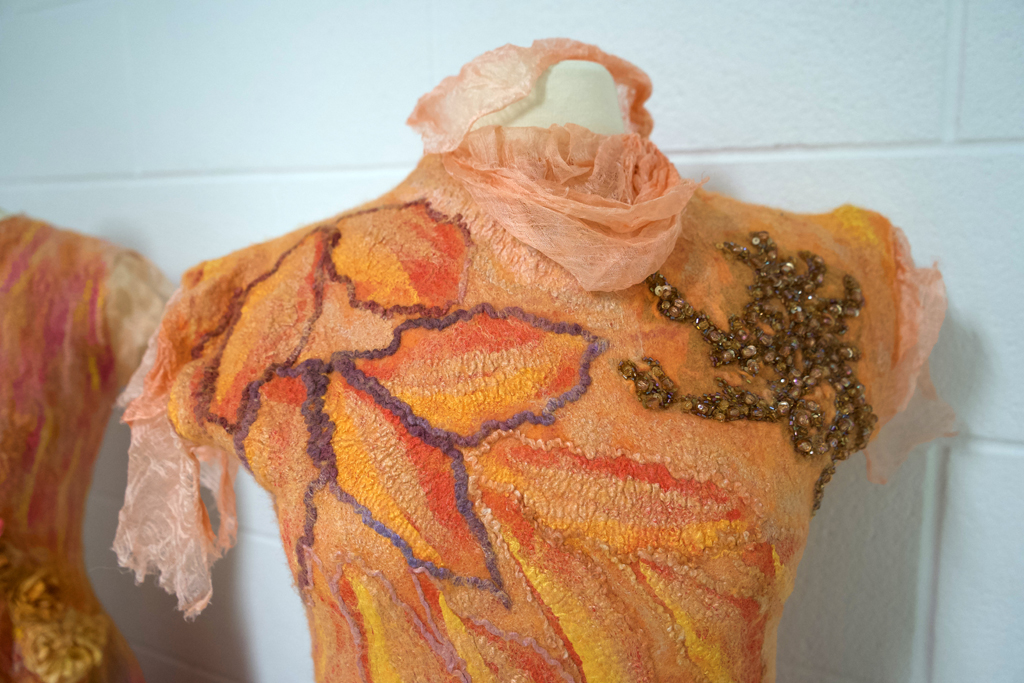 Petals, detail, Leeann Kroesch, Cat Walk III, World of Threads Festival 2023-24.