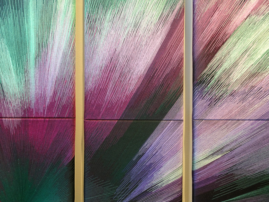 Corona II, detail, Gwen Lowery, Cosmic Geometry exhibition, World of Threads Festival 