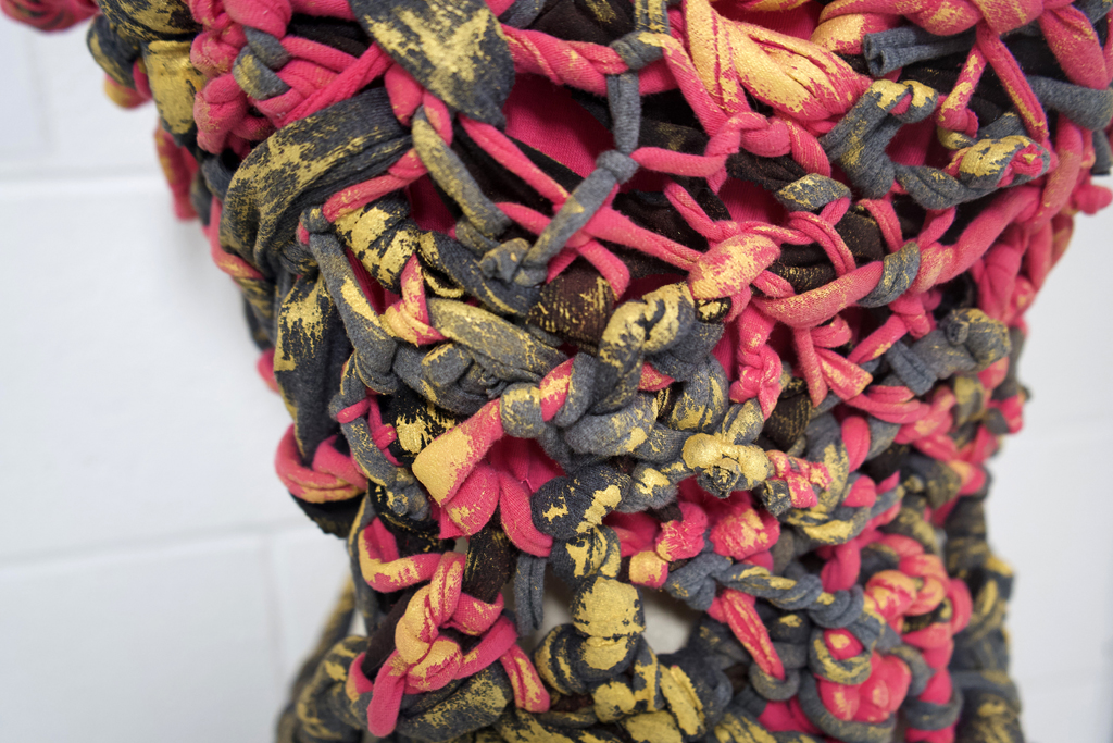 Bound but Free Look One, detail, Judy Bales, Cat Walk III, World of Threads Festival 2023-24.