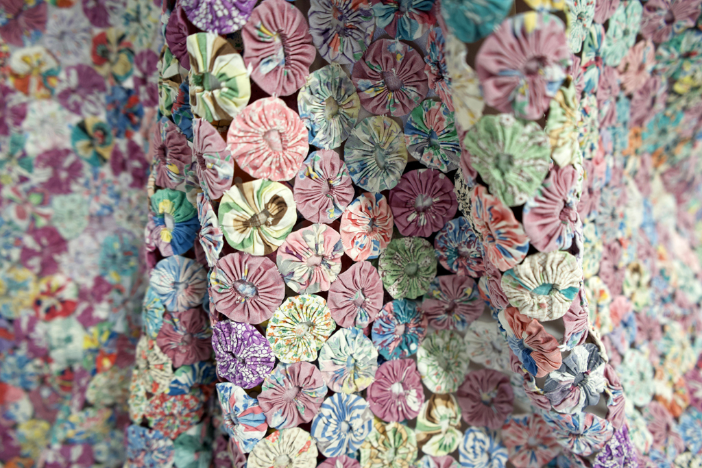 She Gazed at the Carousel Through Rose Coloured Glasses, detail, Marty Ornish, Cat Walk III, World of Threads Festival 2023-24.