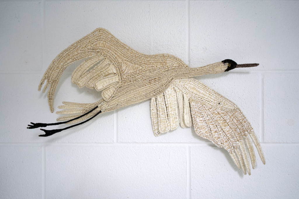 Birds of Prophecy, detail, Carol Eckert, Wings, World of Threads Festival, 2023-24.