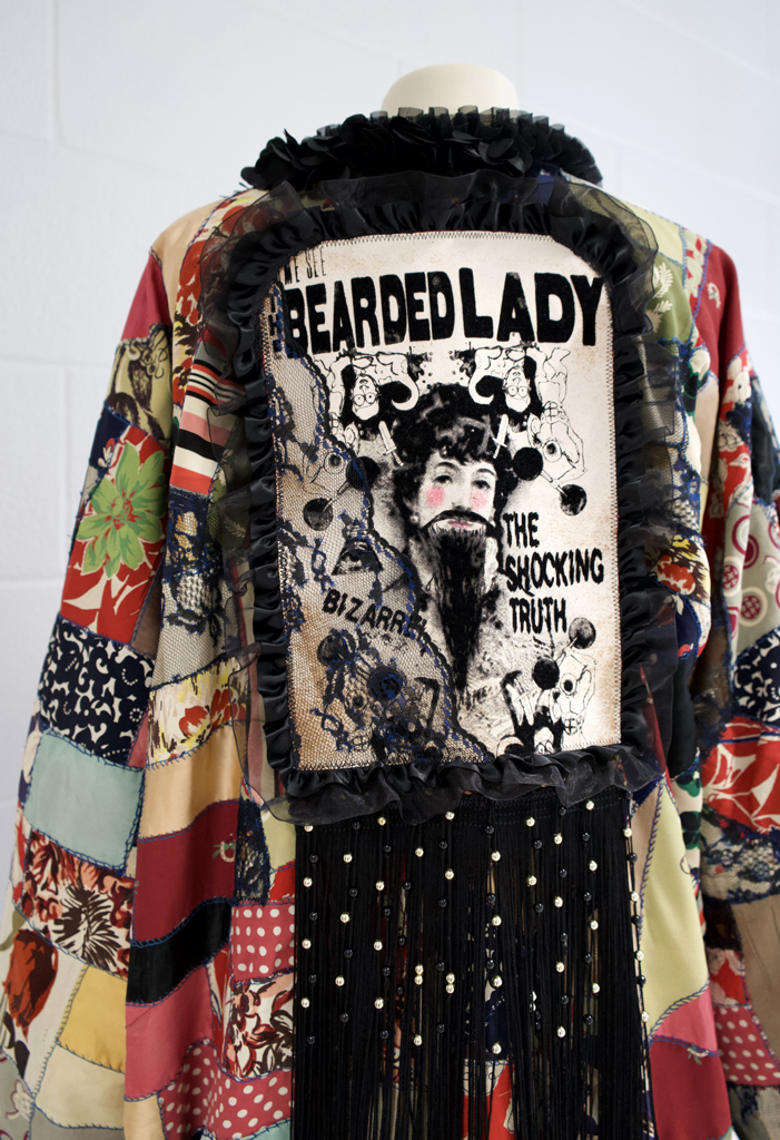 The Bearded Lady, detail, Marty Ornish, Cat Walk III, World of Threads Festival 2023-24.