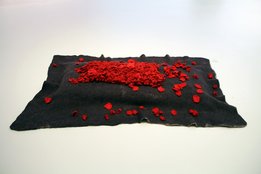 Bed of Roses, June J Jacobs, The Red and the Black exhibition, World of Threads Festival 2014.