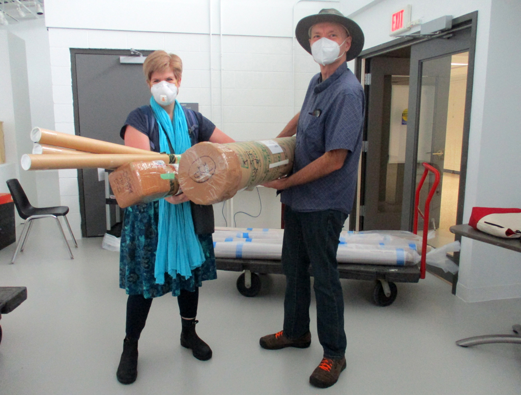 Artist: Karen Thiessen, delevering her work, Solo Shows, World of Threads Festival 2023-24.