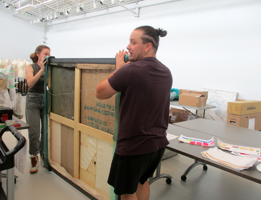 Artist: BR Goldstein, delivering her work, Solo Shows, World of Threads Festival 2023-24.