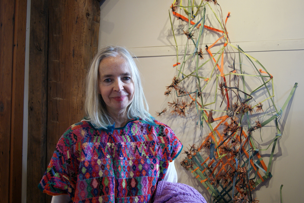 Libby Hague at the opening of the De rerum natura exhibition, World of Threads Festival 2012.