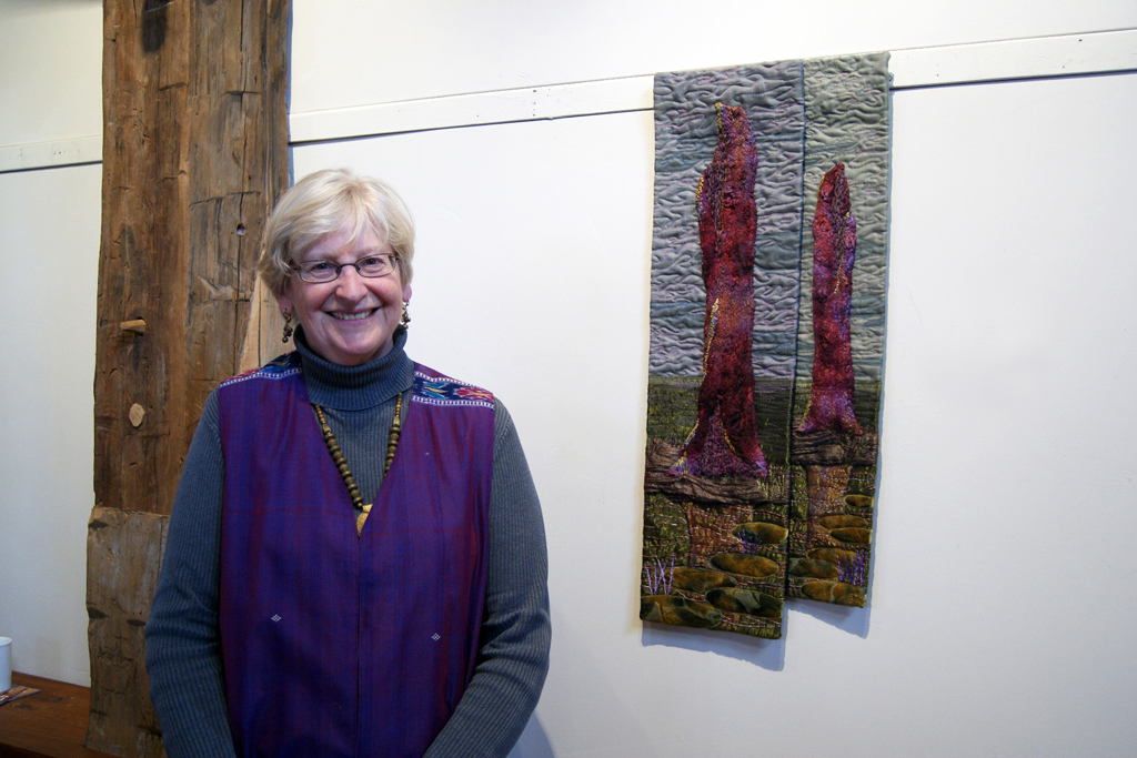 Phillida Hargreaves at the opening of the De rerum natura exhibition, World of Threads Festival 2012.