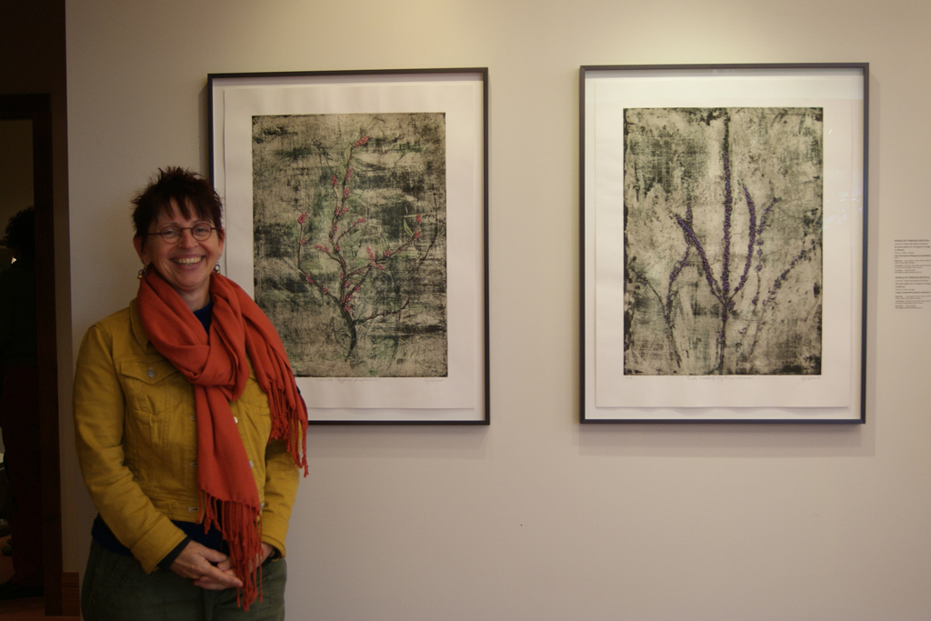 Liz Menard at the opening of the De rerum natura exhibition, World of Threads Festival 2012.