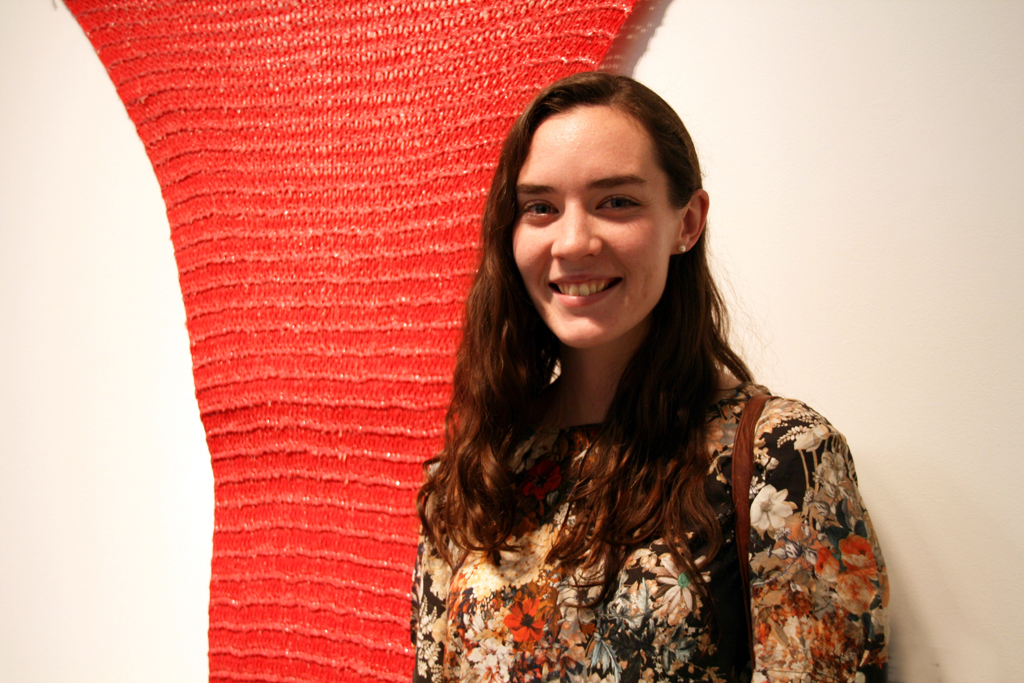 Artist: Audrey D'Astous at the opening of the World of Threads Festival 2014.