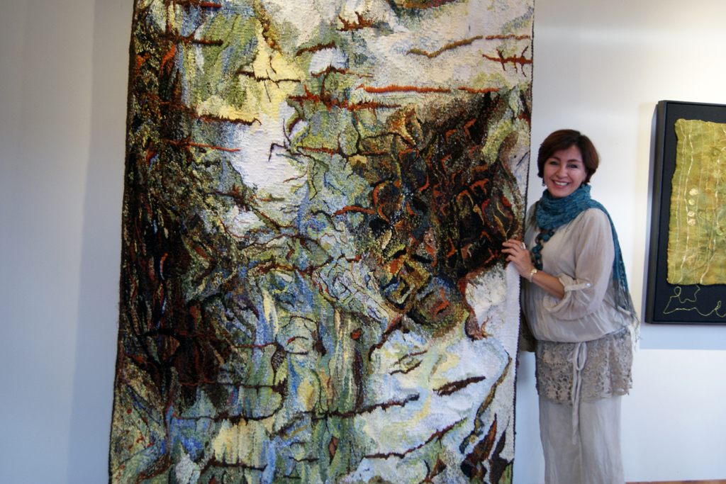 Ixchel Suarez at the opening of the De rerum natura exhibition, World of Threads Festival 2012.