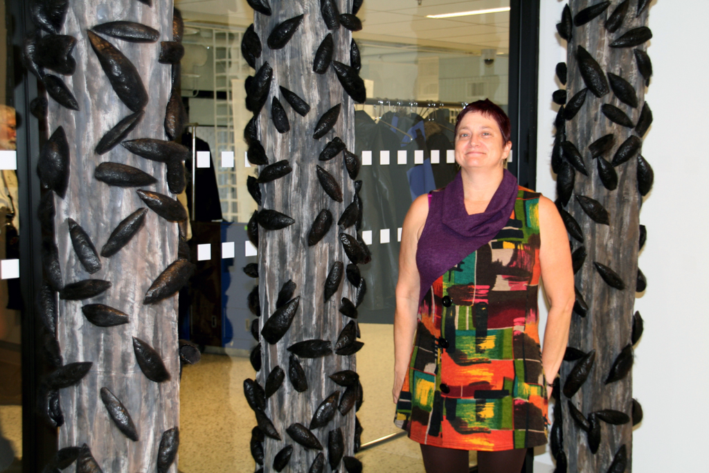 Artist: J Penney Burton at the opening of the World of Threads Festival 2014.