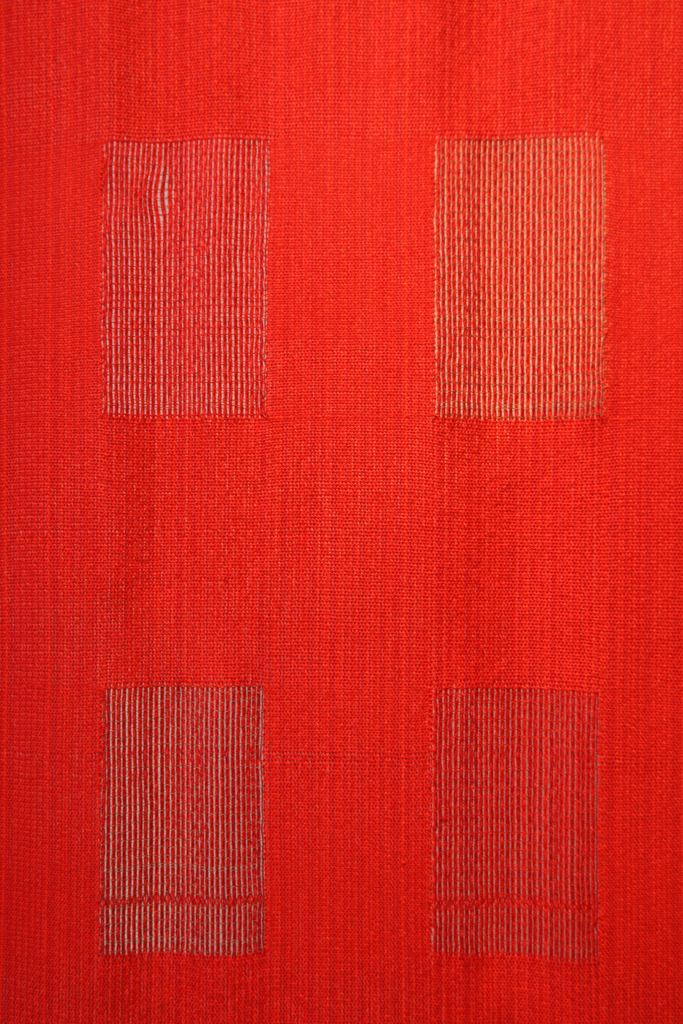 Red Wall, detail, Colette Boulet, The Red and the Black exhibition, World of Threads Festival 2014.
