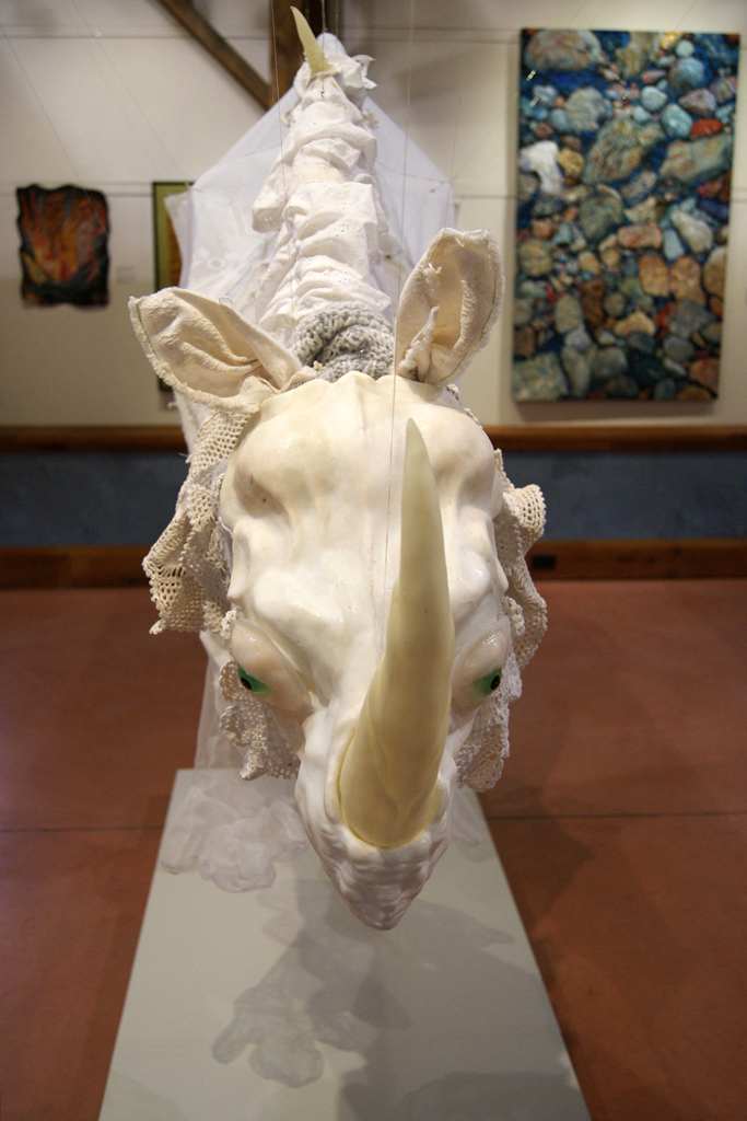 Durers Rhinoceros, detail, Emily Jan, De rerum natura, World of Threads Festival 2012.