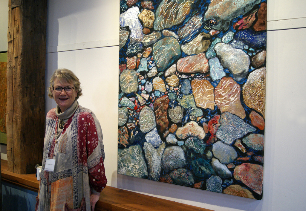 Susan Strachen Johnson at the opening of the De rerum natura exhibition, World of Threads Festival 2012.