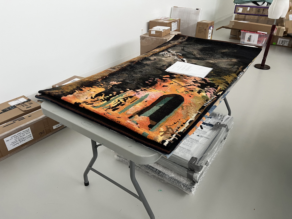 Work by Suzanne Paquette ready for installing, Solo Shows, World of Threads Festival 2023-24.