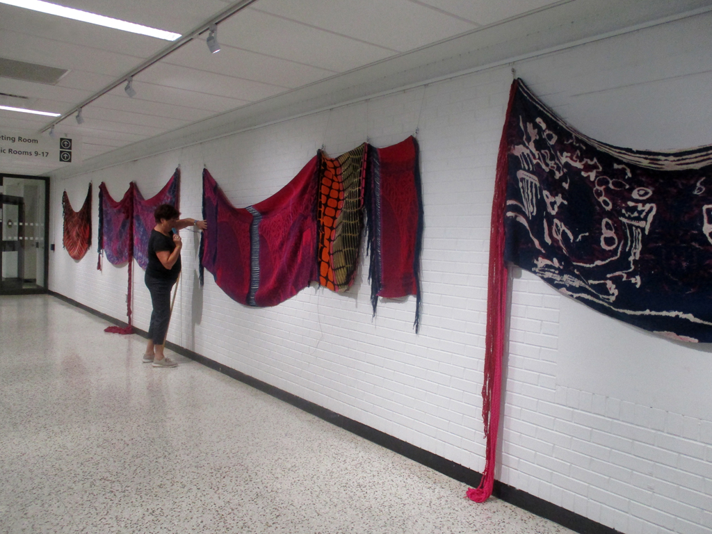 Festival Installer: Freda, installing work by C Pazia Mannella, Solo Show, World of Threads Festival 2023-24.