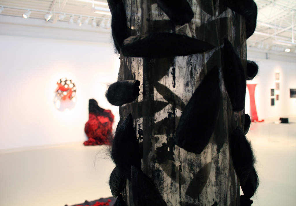Swarm, detail, J Penney Burton, The Red and the Black exhibition, World of Threads Festival 2014.