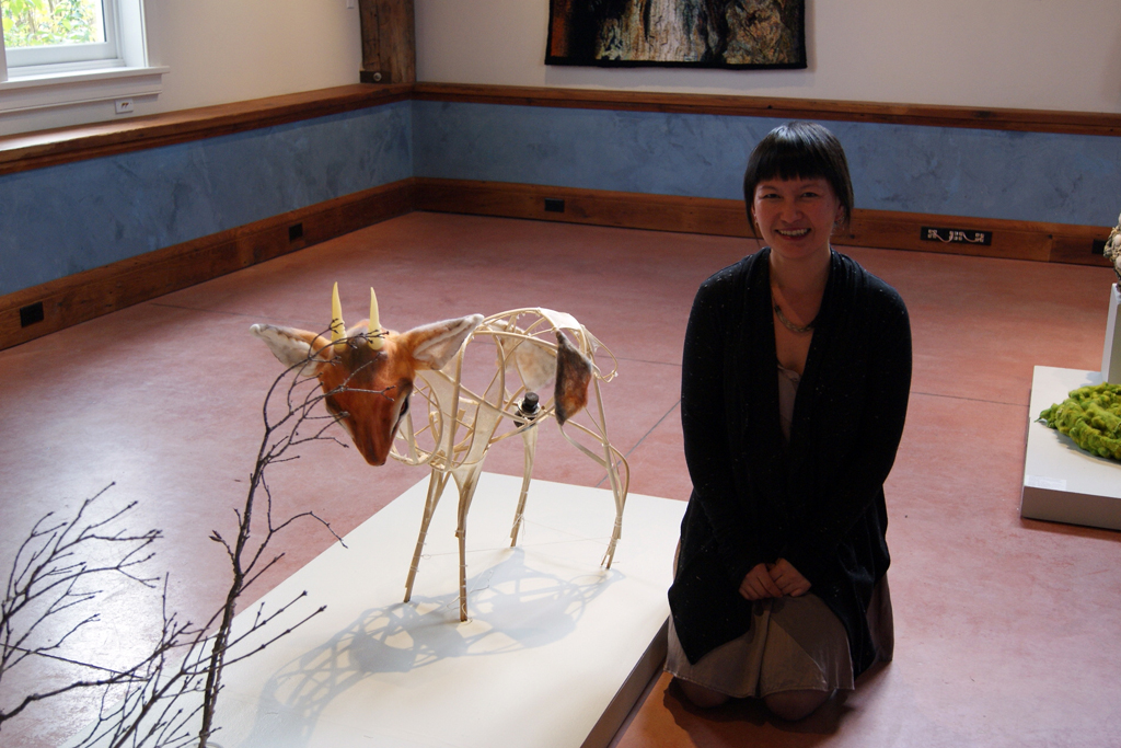 Emily Jan at the opening of the De rerum natura exhibition, World of Threads Festival 2012.