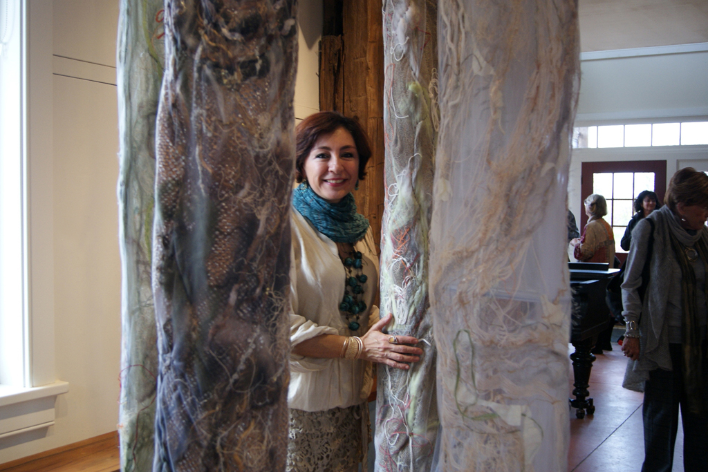 Ixchel Suarez at the opening of the De rerum natura exhibition, World of Threads Festival 2012.