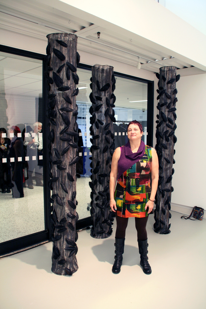 Artist: J Penney Burton at the opening of the World of Threads Festival 2014.