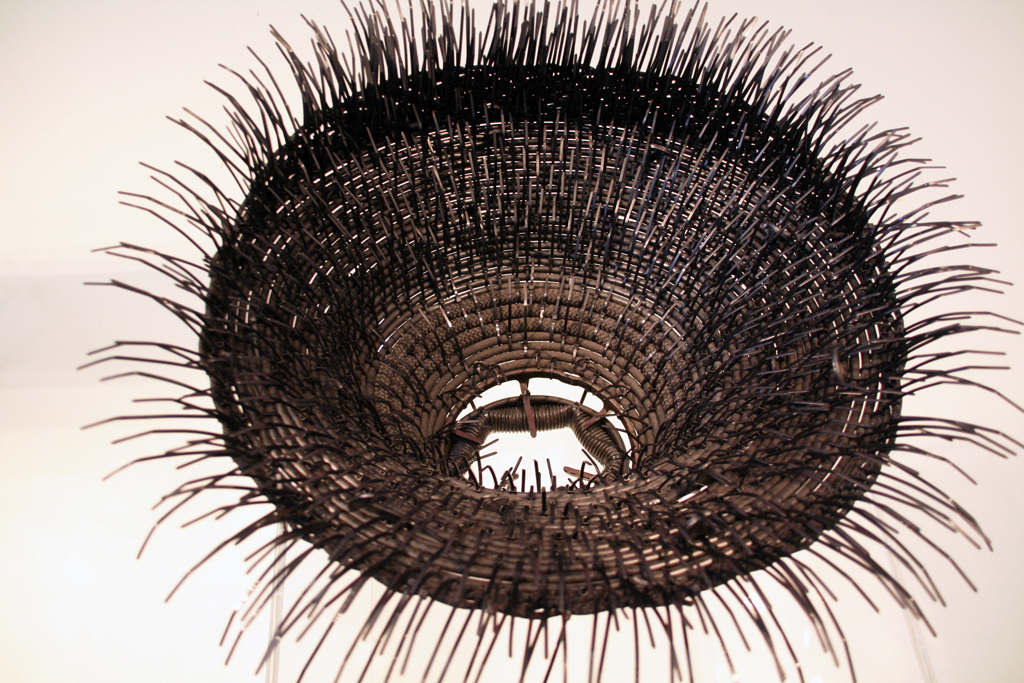 Off the Back Burner, detail, Emily Dvorin, The Red and the Black exhibition, World of Threads Festival 2014.