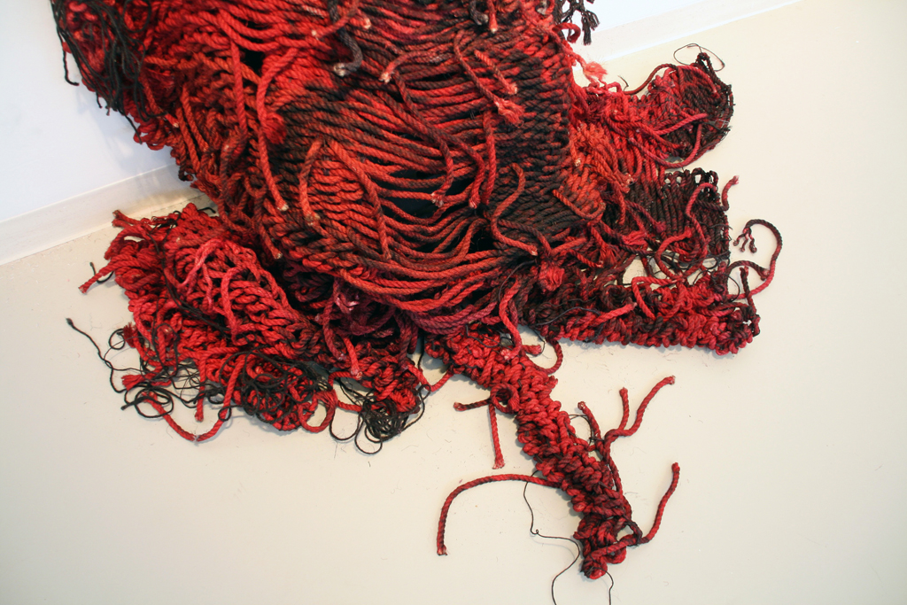 Cradling in ruins, detail, Mary Grisey, The Red and the Black exhibition, World of Threads Festival 2014.