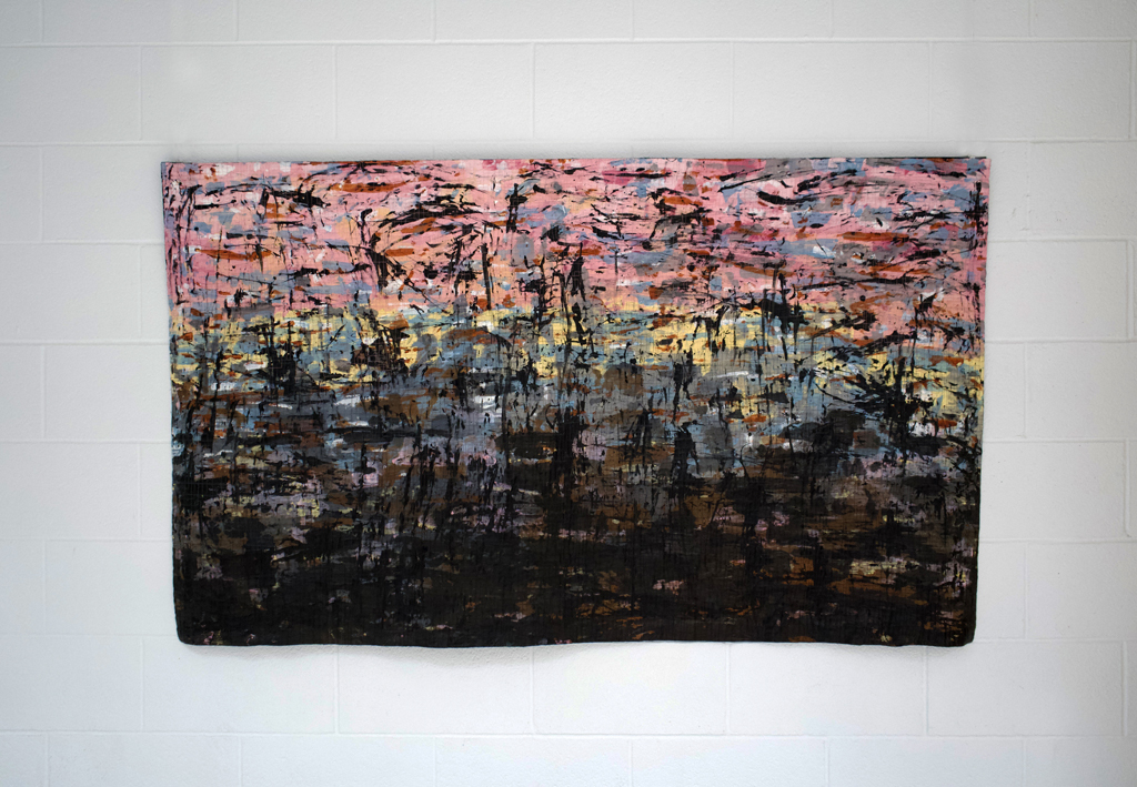 Christine Seager, Moriscape 2 pink, Solo Show, World of Threads Festival 2023-24.