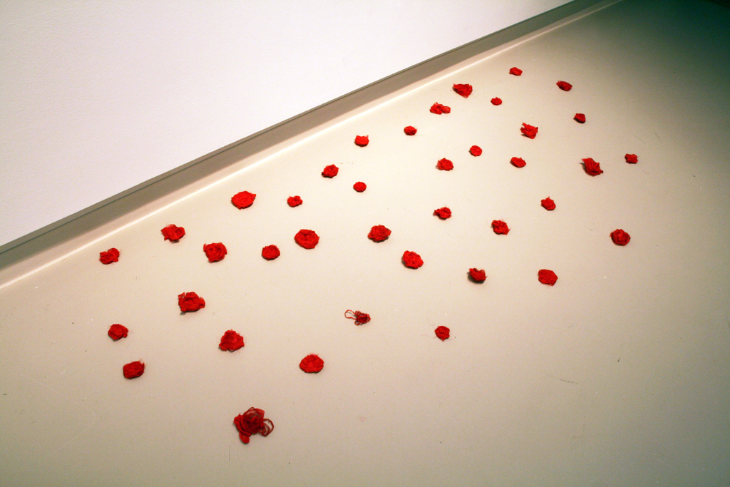 There, detail, Dagmar Kovar, The Red and the Black exhibition, World of Threads Festival 2014.