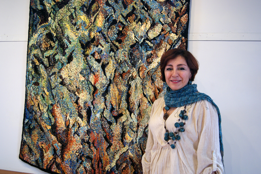 Ixchel Suarez at the opening of the De rerum natura exhibition, World of Threads Festival 2012.