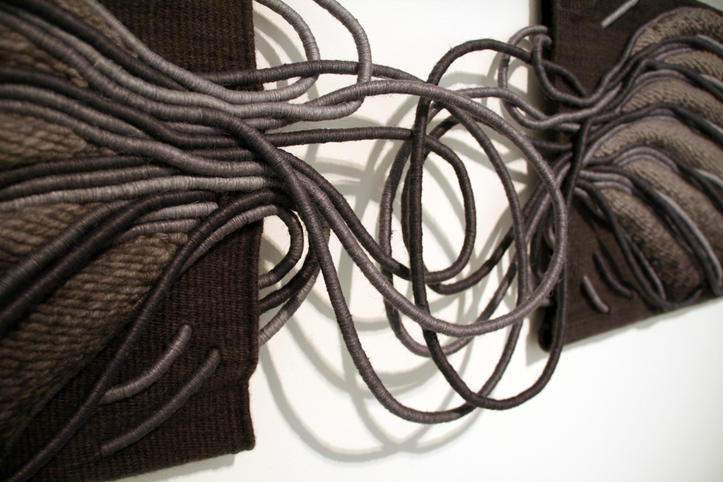 Tides, detail, Kazumi Shinomiya, The Red and the Black exhibition, World of Threads Festival 2014.