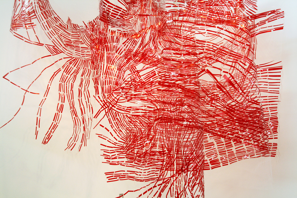 Timelines, detail, Christine Mauersberger, The Red and the Black exhibition, World of Threads Festival 2014.