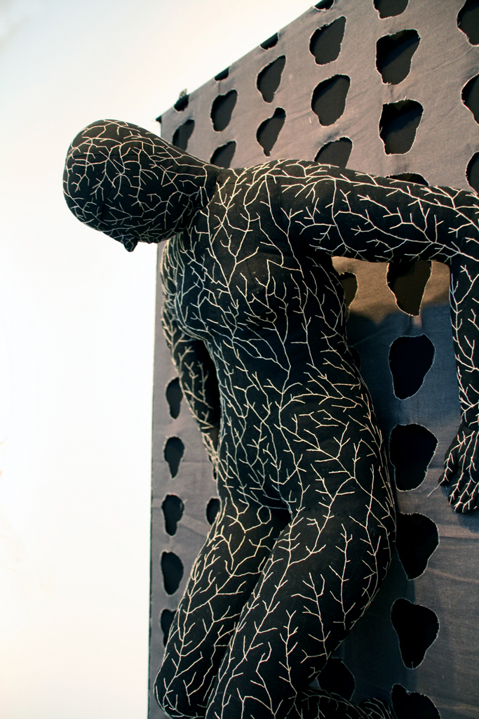 Untitled, detail, Miriam Medrez, The Red and the Black exhibition, World of Threads Festival 2014.