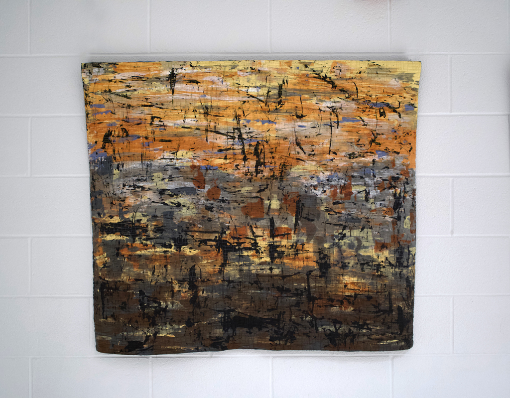 Christine Seager, Moriscape 3 brown, Solo Show, World of Threads Festival 2023-24.