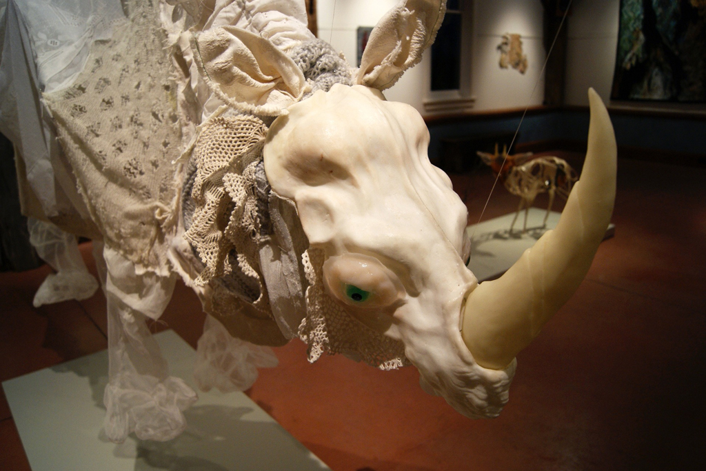 Durers Rhinoceros, detail, Emily Jan, De rerum natura, World of Threads Festival 2012.