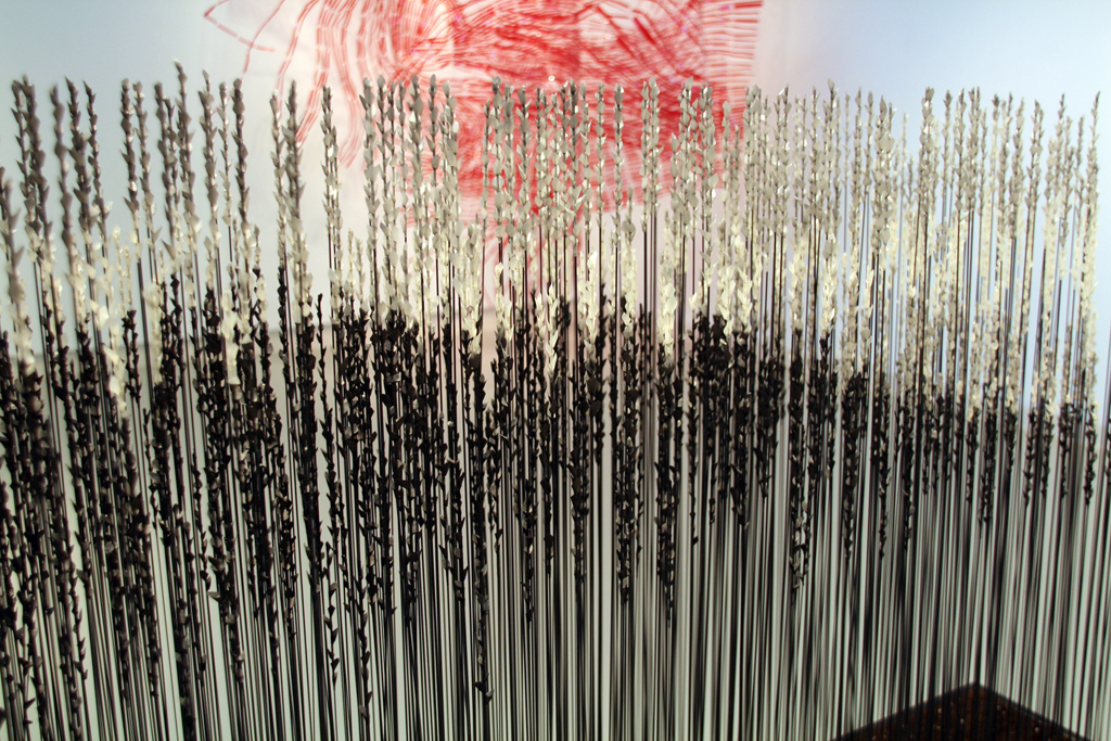 Shifting Views, detail, Emma Nishimura , The Red and the Black exhibition, World of Threads Festival 2014.