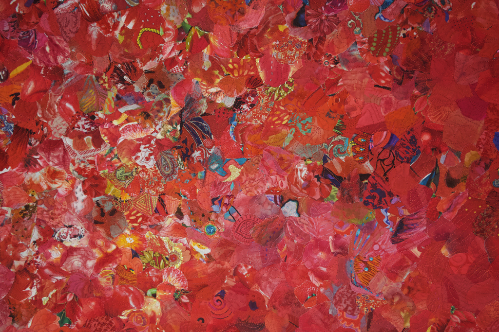 Helena Scheffer, Red Sky at Night, detail, Solo Show, World of Threads Festival 2023-24.