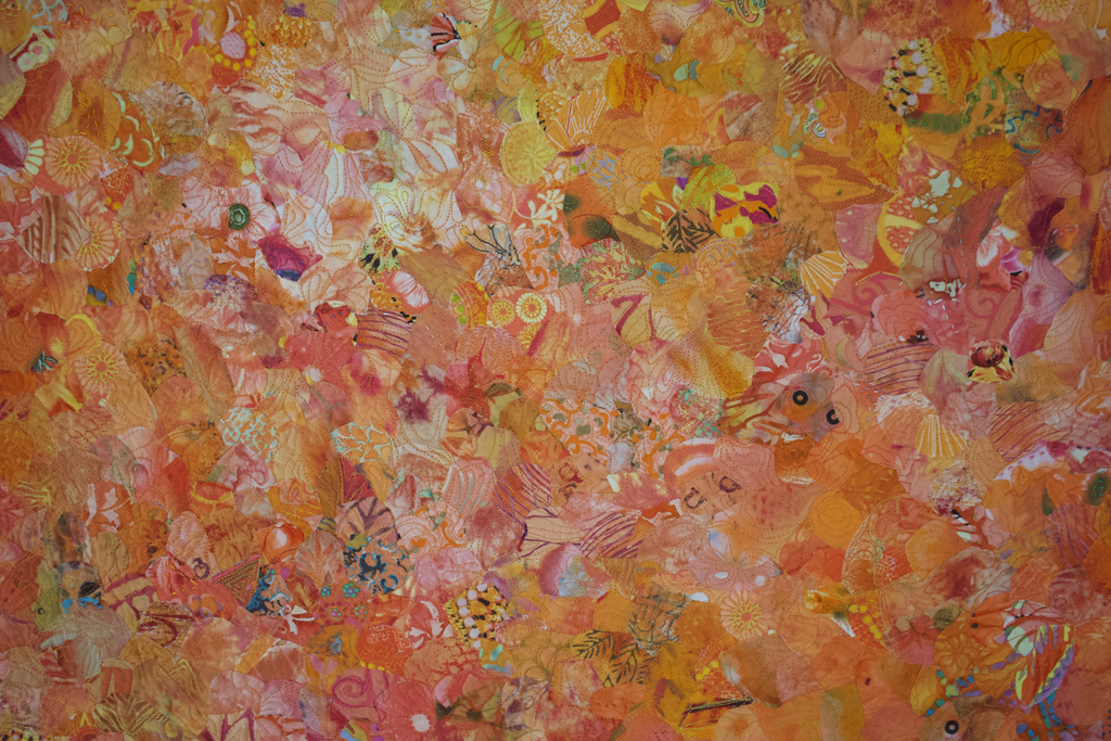 Helena Scheffer, Skies of Orange Fire, detail, Solo Show, World of Threads Festival 2023-24.