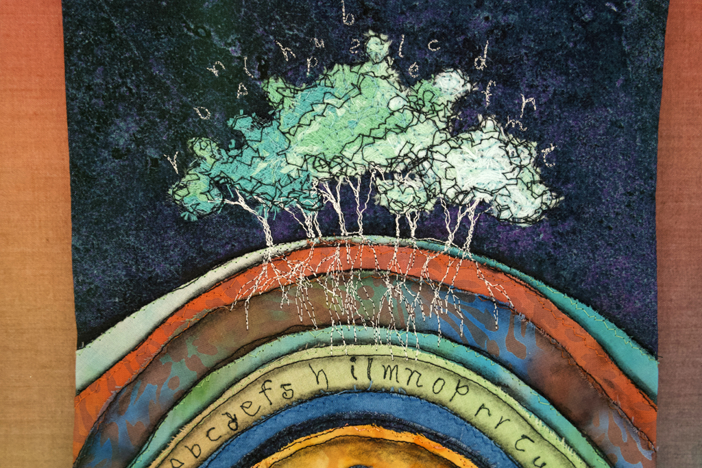 Lorraine Roy, Aibidil, detail, Solo Show, World of Threads Festival 2023-24.