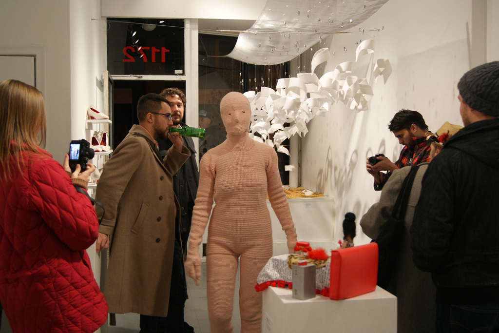 Performance by Marianne Burlew, Where Were You When Amy Winehouse Died? exhibition, World of Threads Festival 2012.