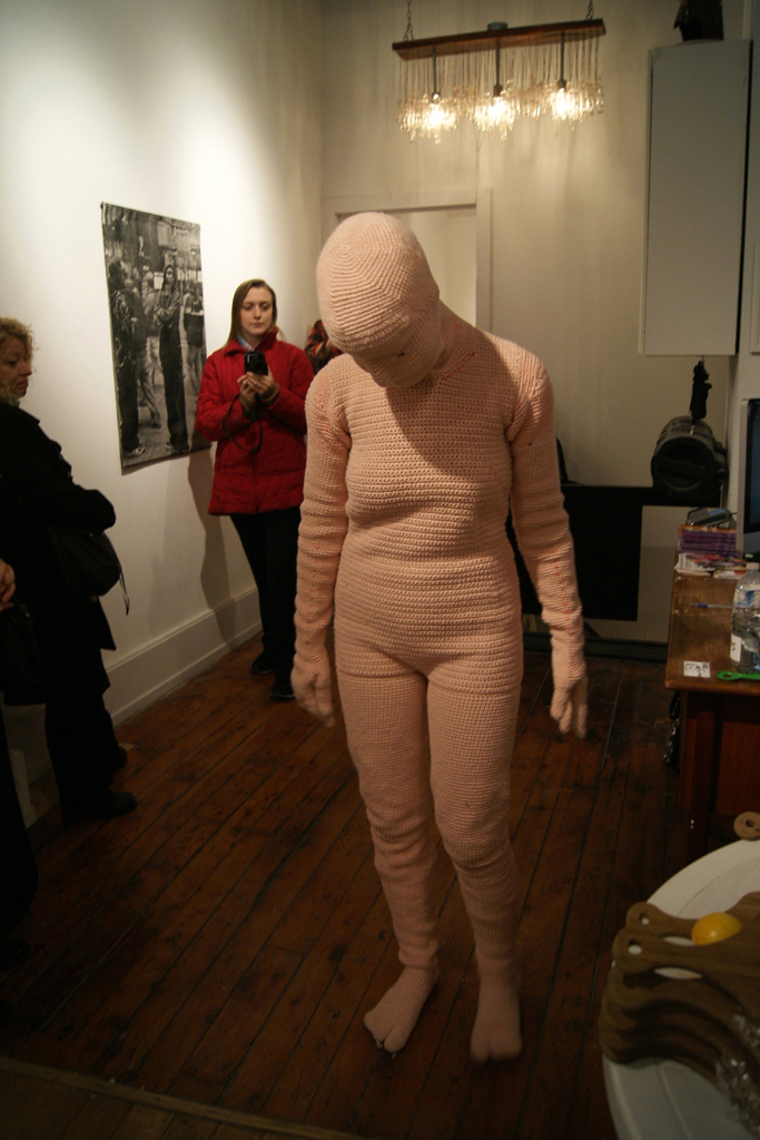 Performance by Marianne Burlew, Where Were You When Amy Winehouse Died? exhibition, World of Threads Festival 2012.